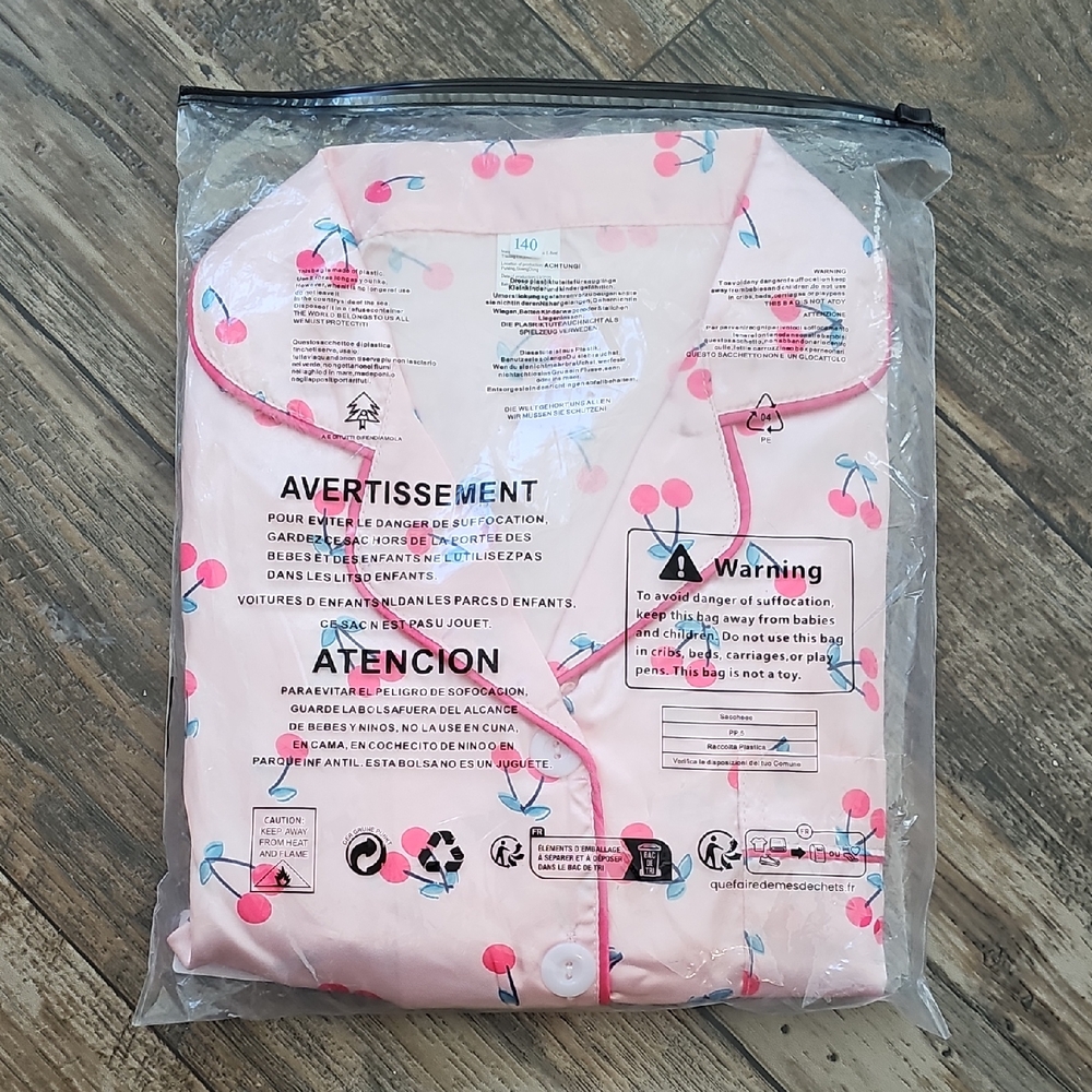 Pink Cherry Print Pajama Set